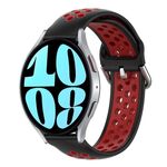 Per Samsung Galaxy Watch 6 40mm 20mm Cinturino in silicone sportivo traforato traspirante (nero + rosso)