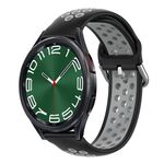 Per Samsung Galaxy Watch 6 Classic 47mm 20mm Cinturino in silicone sportivo traforato traspirante (nero + grigio)