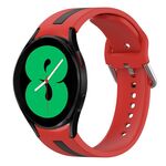 Per Samsung Galaxy Watch 4 44mm Cinturino in silicone bicolore (rosso + nero)