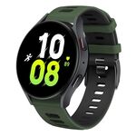 Per Samsung Galaxy Watch 5 44mm 20mm Cinturino in silicone bicolore (verde militare + nero)