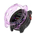 Custodia protettiva per orologio in TPU semi-pacchetto per Garmin Fenix 7X Pro (viola trasparente)