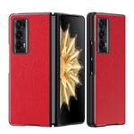 Custodia per telefono antiurto all-inclusive in pelle Litchi per Honor Magic V2 (rossa)