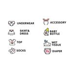 5 fogli Adesivo da parete per camera da letto per bambini Abbigliamento per bambini Logo Classificazione Adesivi rimovibili