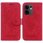 Per OPPO Reno13 F 4G / 5G Custodia in pelle goffrata con motivo a farfalla rosa (rosso)