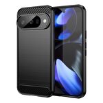 Per Google Pixel 10 Custodia per telefono in TPU con texture spazzolata in fibra di carbonio (nero)