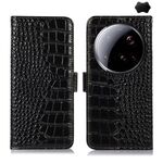 Custodia per telefono in pelle di vacchetta con strato superiore in coccodrillo ultra per Xiaomi 15 (nera)