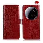 Custodia per telefono in pelle di vacchetta con strato superiore in coccodrillo ultra per Xiaomi 15 (rossa)