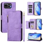Per Asus Zenfone 12 Ultra Multi-Card Slots Zipper Wallet Custodia in pelle per telefono (viola)