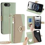 Per iPhone 16e Custodia a tracolla in pelle con trama Litchi (verde)