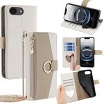 Per iPhone 16e Custodia per telefono in pelle con texture Litchi a tracolla (bianca)