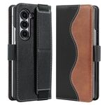 Per Samsung Galaxy Z Fold6 VIETAO Custodia per telefono in pelle con giunzioni integrate con cinturino elastico (nero)