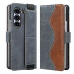 Per Samsung Galaxy Z Fold6 VIETAO Custodia per telefono in pelle con giunzioni integrate con cinturino elastico (grigio)