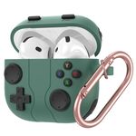 Per AirPods 4 Custodia in silicone per auricolari wireless in stile console di gioco (verde pino)