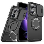 Per OPPO Reno13 5G Custodia per telefono con supporto ad anello scorrevole globale Camshield (nero)