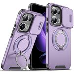 Per OPPO Reno13 Pro 5G Custodia per telefono con supporto ad anello scorrevole globale Camshield (viola)
