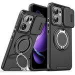 Custodia per telefono con supporto ad anello scorrevole Camshield per OPPO Reno13 F 5G (nero)