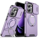Custodia per telefono con supporto ad anello scorrevole per OPPO Reno13 F 5G (viola)