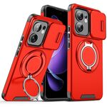 Custodia per telefono con supporto ad anello scorrevole Camshield per OPPO Reno13 F 5G (rosso)