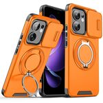 Custodia per telefono con supporto ad anello scorrevole per OPPO Reno13 F 5G (arancione)
