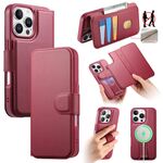 Per iPhone 16 Pro Custodia Neo Finger Grip Strap MagSafe Custodia in pelle per telefono (rosso)
