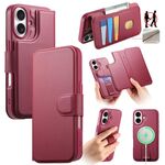 Per iPhone 16 Plus Custodia Neo Finger Grip Strap MagSafe Custodia in pelle per telefono (rosso)