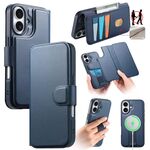 Per iPhone 16 Plus Custodia Neo Finger Grip Strap MagSafe Custodia in pelle per telefono (blu)