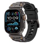 Per Apple Watch 46mm / 49mm / 45mm / 44mm Cinturino per orologio in silicone con connettore in lega (nero + nero)
