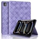 Per iPad Pro 13 2024 Custodia per tablet intelligente in pelle goffrata a rombo (viola)