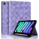 Per iPad mini 6 / mini 2024 Custodia per tablet intelligente in pelle goffrata a rombo (viola)