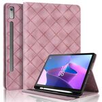 Per Lenovo Xiaoxin Pad Pro 12.7 2023 / P12 Custodia per tablet in pelle goffrata a rombo (rosa)