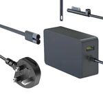Per Microsoft Surface Laptop 65W 15V 4A Caricabatterie rapido con porta USB-A 5V 1A Adattatore CA Spina UK