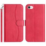 Per iPhone 7/8/SE 2022 Custodia per telefono in pelle a forma di S con doppia piegatura (rosso rosa)