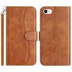 Per iPhone 7/8/SE 2022 Custodia per telefono in pelle a forma di S con doppia piegatura (marrone)