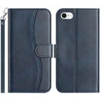 Per iPhone 7 / 8 / SE 2022 Custodia per telefono in pelle a forma di S con doppia piegatura (blu navy)