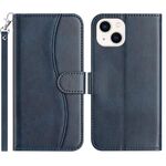 Per iPhone 13 mini Custodia in pelle a forma di S a doppia piega (blu navy)