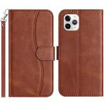 Per iPhone 11 Pro Max Custodia per telefono in pelle a forma di S a doppia piega (caffè)