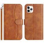 Per iPhone 11 Pro Custodia in pelle a forma di S a doppia piega (marrone)