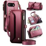 Per Google Pixel 9a CaseMe C36 Porta carte con cerniera Portafoglio RFID Antifurto Custodia in pelle per telefono (vino)
