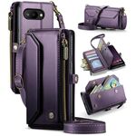 Per Google Pixel 9a CaseMe C36 Card Slots Zipper Wallet RFID Anti-furto Custodia in pelle per telefono (viola)