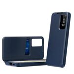 Custodia in pelle con finestra Smart View per Samsung Galaxy S24 FE 5G e slot per schede (blu)