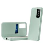 Custodia in pelle con finestra Smart View per Samsung Galaxy S24 FE 5G e slot per schede (verde)