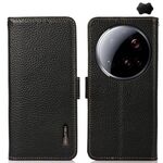 Per Xiaomi 15 Ultra KHAZNEH Custodia per telefono in vera pelle RFID con magnete laterale Litchi (nero)
