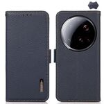 Per Xiaomi 15 Ultra KHAZNEH Custodia per telefono in vera pelle RFID con magnete laterale Litchi (blu)