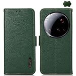Per Xiaomi 15 Ultra KHAZNEH Custodia per telefono in vera pelle RFID con magnete laterale Litchi (verde)