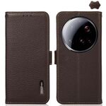 Per Xiaomi 15 Ultra KHAZNEH Custodia per telefono in vera pelle RFID con magnete laterale Litchi (marrone)