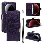 Per Xiaomi 15 Ultra 5G Global Embossed Sunflower Pattern Flip Custodia per telefono in pelle (viola)