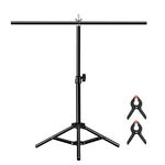 Supporto per sfondo da studio fotografico a forma di T da 67 cm Supporto per barra trasversale per sfondo con clip, senza sfondo (nero)