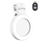 Specchio posteriore per selfie pieghevole con clip per cellulare, colore: bianco con telecomando