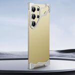 Per Samsung Galaxy S25 Ultra 5G Custodia per telefono con angoli in metallo senza cornice e pellicola per lenti (argento)