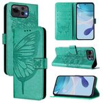 Per ASUS Zenfone 12 Ultra Custodia in pelle con motivo a farfalla in rilievo (verde)